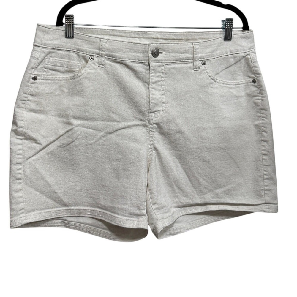 Venezia Lane Bryant White Denim Shorts Women 14 Mid Rise Stretch 5-Pocket Summer